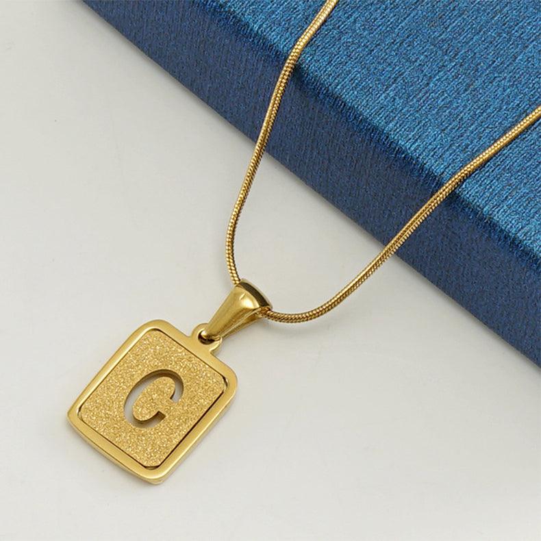 Alphabet Necklace 26 Letters Hollow Out Square 18K Necklace Fashion Jewelry - MAKKITT