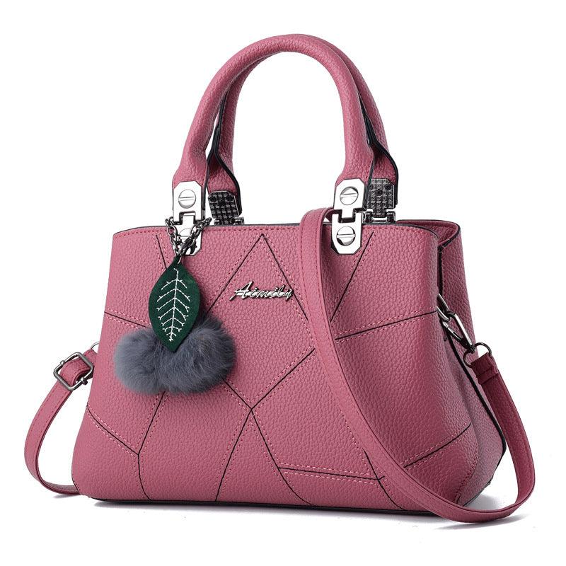 Ladies Fashion Handbag: Stylish Design with Shoulder Strap and Ball Pendant - MAKKITT