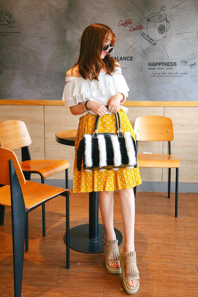 Mink Fur Leather Handbags Women's Leather Handbags - MAKKITT.COM