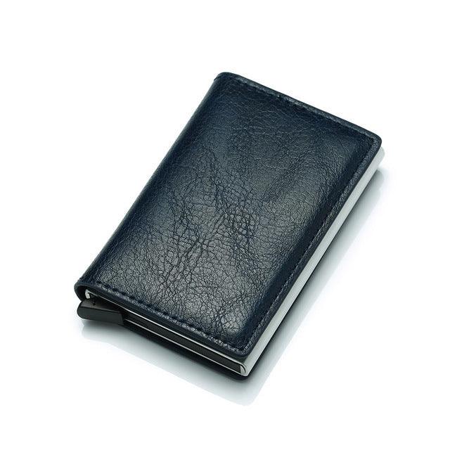 PU Leather Credit Holder Business Money Cash Card Package RFID Wallet Automatic Aluminum Alloy Card Men Bag - MAKKITT