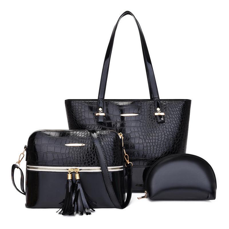 Women's Fashion Crocodile Pattern Mother And Child Bag Three Sets - MAKKITT