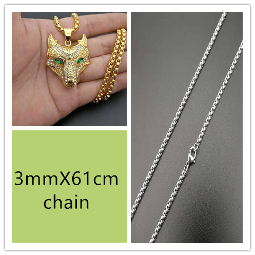 Men Stainless Steel Necklace Gold Color Viking Wolf Head Necklace Pendant With Chain Iced Out Norse Talisman Ethnic Jewelry - MAKKITT.COM
